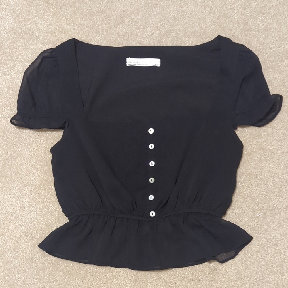 Black Button-Up Women's Top